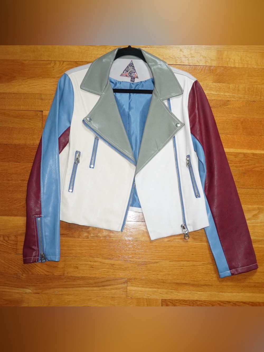 NWOT Signature8 Colorblock Faux Leather Moto Jacket